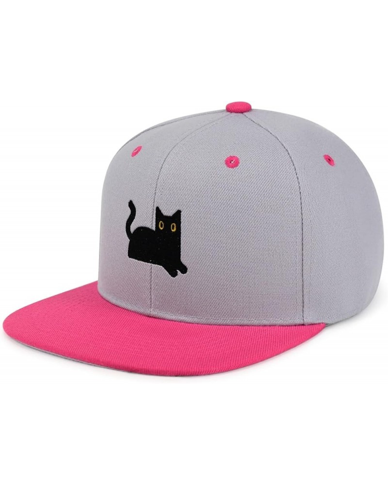 Black Cat Hip-Hop Snapback Hat Embroidered Baseball Cap Cat Mom 38. Light Grey/Pink $13.24 Baseball Caps