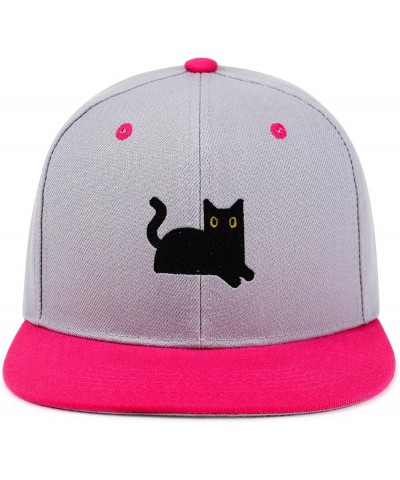 Black Cat Hip-Hop Snapback Hat Embroidered Baseball Cap Cat Mom 38. Light Grey/Pink $13.24 Baseball Caps