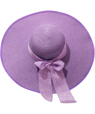 Women Wide Brim Sun Hat UPF50 Summer Hat Floppy Beach Hat Roll-Up Wide Brim Packable Beach Bucket Hats Independence Day Purpl...