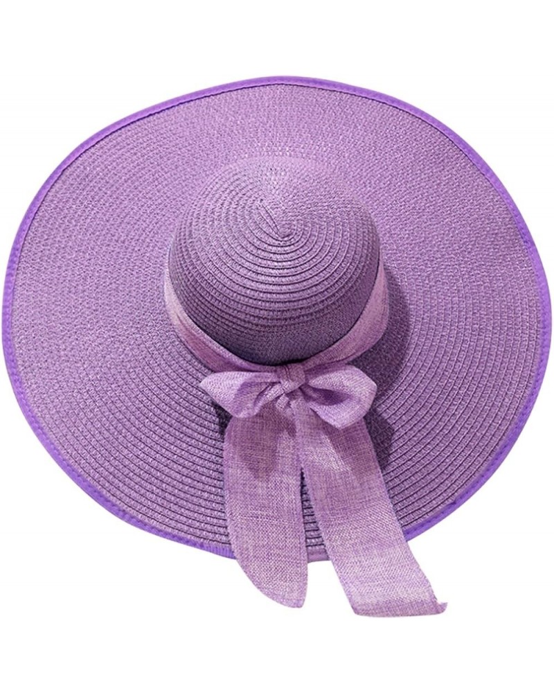 Women Wide Brim Sun Hat UPF50 Summer Hat Floppy Beach Hat Roll-Up Wide Brim Packable Beach Bucket Hats Independence Day Purpl...