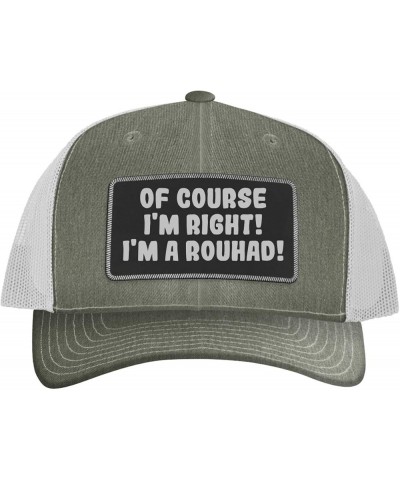 of Course I'm Right! I'm A Rouhad! - Leather Black Patch Engraved Trucker Hat Heather/white $17.50 Baseball Caps