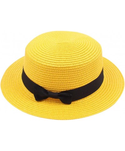 Women's Summer Beach Sun Hat Straw Hat Lightweight Wide Brim Panama Straw Sun Hat Fedora Cap UPF50+ Gold $7.77 Skullies & Bea...