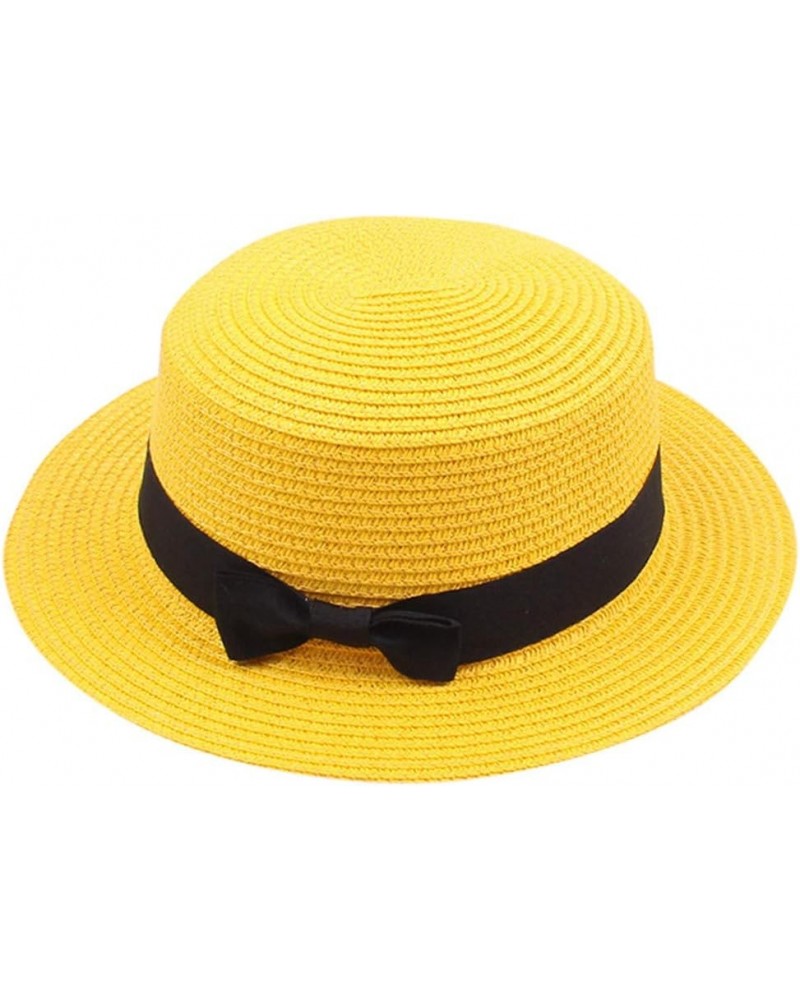 Women's Summer Beach Sun Hat Straw Hat Lightweight Wide Brim Panama Straw Sun Hat Fedora Cap UPF50+ Gold $7.77 Skullies & Bea...