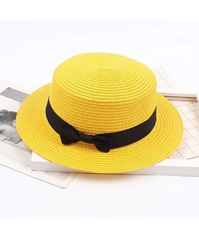 Women's Summer Beach Sun Hat Straw Hat Lightweight Wide Brim Panama Straw Sun Hat Fedora Cap UPF50+ Gold $7.77 Skullies & Bea...