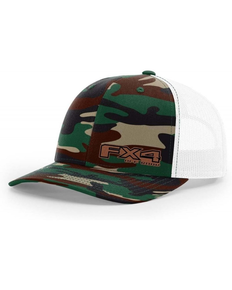 Ford F150 FX4 Pickup Truck Logo Laser Engraved Leather Patch Richardson 112 Snapback Trucker Hat Cap Camo Army White $16.33 B...