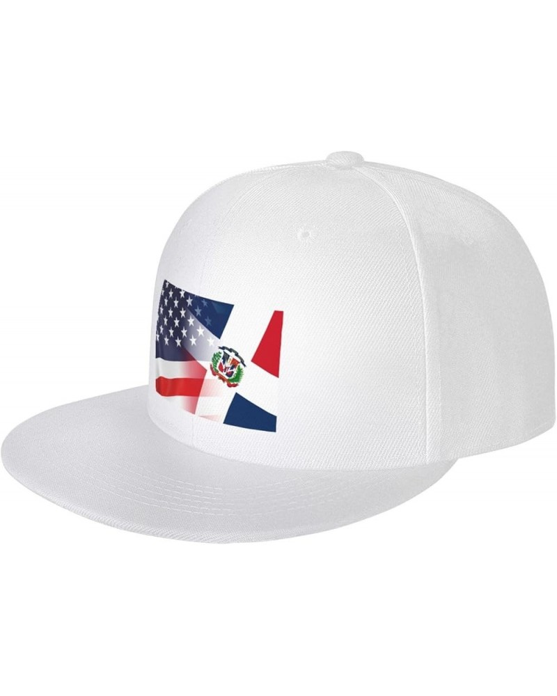 Flag of The Dominican Republic and USA Flag Denim Hats Cowboy Knit hat Fisherman's hat Baseball Caps White $14.30 Baseball Caps