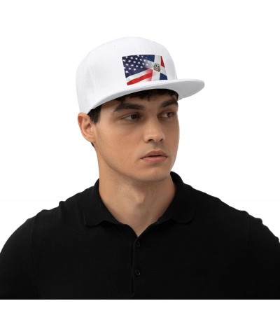 Flag of The Dominican Republic and USA Flag Denim Hats Cowboy Knit hat Fisherman's hat Baseball Caps White $14.30 Baseball Caps