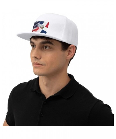 Flag of The Dominican Republic and USA Flag Denim Hats Cowboy Knit hat Fisherman's hat Baseball Caps White $14.30 Baseball Caps