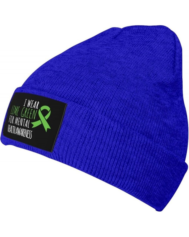 I Wear Lime Green for Mental Health Awareness Knit Cap Men Women Winter Warm Knit Beanie Black Blue $13.70 Skullies & Beanies