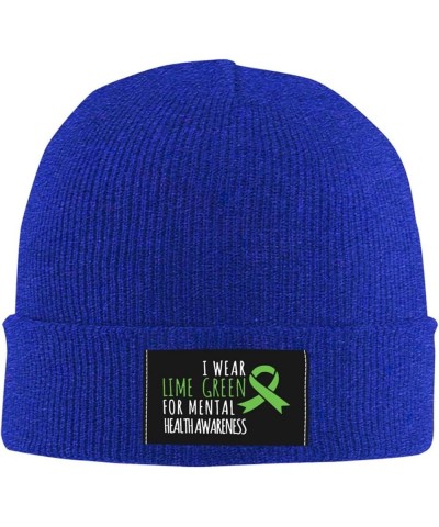 I Wear Lime Green for Mental Health Awareness Knit Cap Men Women Winter Warm Knit Beanie Black Blue $13.70 Skullies & Beanies