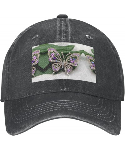 Rhinestone Butterfly Print Trucker Sports Hat Soccer Hat Adjustable Baseball Caps Hats Casual Hat Sun Cap Black $9.78 Basebal...