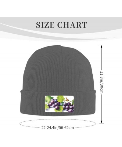 Black Warm Knit Hat Purple and Green Grapes Prints Soft Good Elasticity Suitable for Outdoor Sports Deep Heather $10.75 Skull...