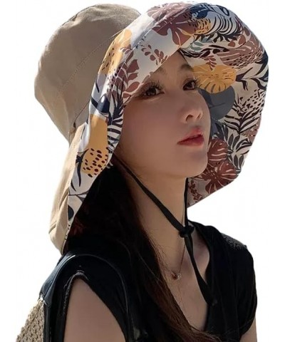 Reversible Wide Brim Bucket Hat for Women UV Protection Cotton Fisherman Cap Packable Summer Beach Sun Hat Khaki $9.59 Bucket...