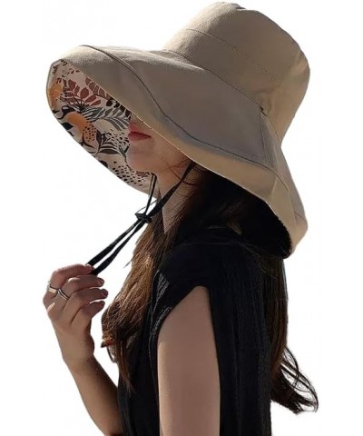 Reversible Wide Brim Bucket Hat for Women UV Protection Cotton Fisherman Cap Packable Summer Beach Sun Hat Khaki $9.59 Bucket...