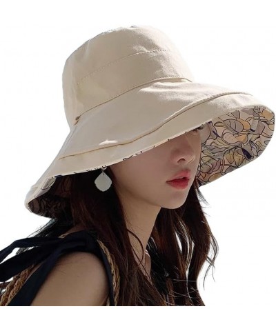 Reversible Wide Brim Bucket Hat for Women UV Protection Cotton Fisherman Cap Packable Summer Beach Sun Hat Khaki $9.59 Bucket...