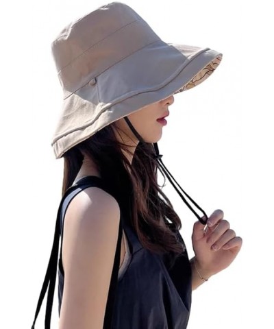 Reversible Wide Brim Bucket Hat for Women UV Protection Cotton Fisherman Cap Packable Summer Beach Sun Hat Khaki $9.59 Bucket...