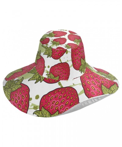 Women's Foldable Floppy Travel Beach Sun Visor Hat Strawberries Wide Brim Visor Waterproof(236ri3a) $13.79 Sun Hats