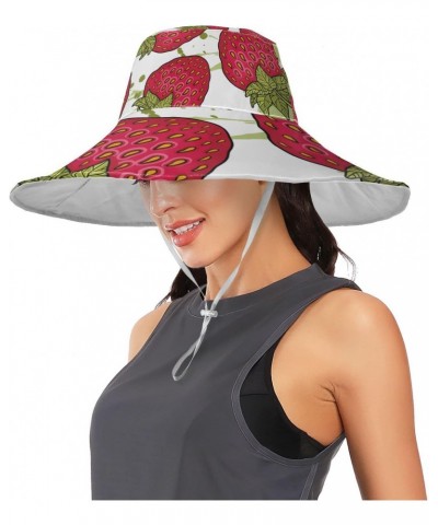 Women's Foldable Floppy Travel Beach Sun Visor Hat Strawberries Wide Brim Visor Waterproof(236ri3a) $13.79 Sun Hats