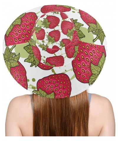 Women's Foldable Floppy Travel Beach Sun Visor Hat Strawberries Wide Brim Visor Waterproof(236ri3a) $13.79 Sun Hats