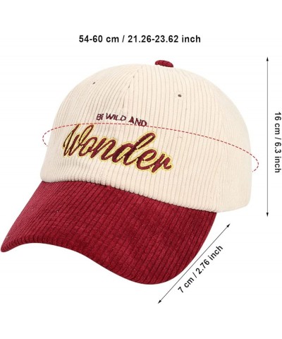 Embroidered Letter Corduroy Baseball Cap for Men Women，Comfortable Two Tone Vintage Trucker Hats Adjustable Hat Red $6.35 Bas...