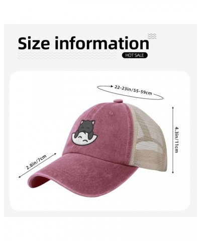 Cute Cat Baseball Cap for Women Mens Hats Retro Mesh Caps Dad Hat Red $12.38 Baseball Caps