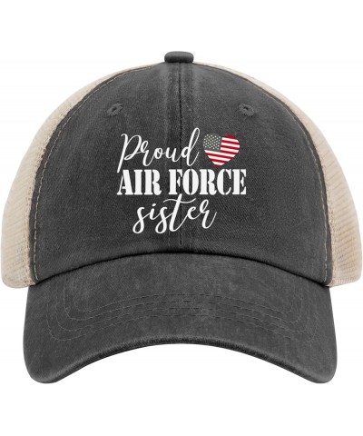 Proud Air Force Sister Trucker Hat Vintage Hat AllBlack Mens Hat Gifts for Daughter Baseball Cap Allblack $10.82 Bucket Hats