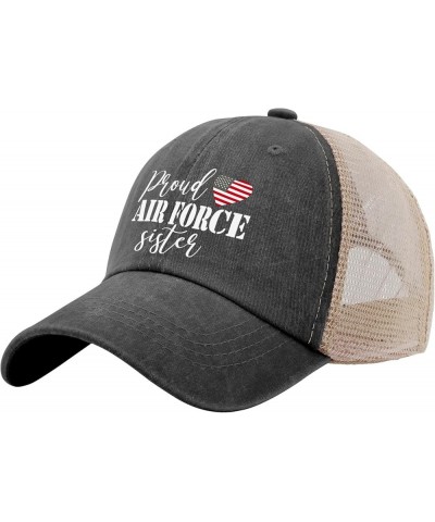 Proud Air Force Sister Trucker Hat Vintage Hat AllBlack Mens Hat Gifts for Daughter Baseball Cap Allblack $10.82 Bucket Hats