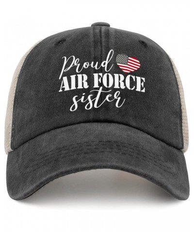 Proud Air Force Sister Trucker Hat Vintage Hat AllBlack Mens Hat Gifts for Daughter Baseball Cap Allblack $10.82 Bucket Hats