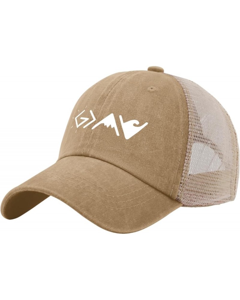 Dad Hat God is Greater Than The Highs and Lows Trucker Hat Women Funny Mesh Cap for Summer Khaki $12.71 Baseball Caps