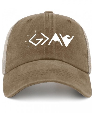 Dad Hat God is Greater Than The Highs and Lows Trucker Hat Women Funny Mesh Cap for Summer Khaki $12.71 Baseball Caps