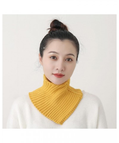 Women Winter Rib Knit Turtleneck Faux Collar Solid Color Detachable Triangular Scarf Wrap Windproof Neck Warmer Faux T Aprico...