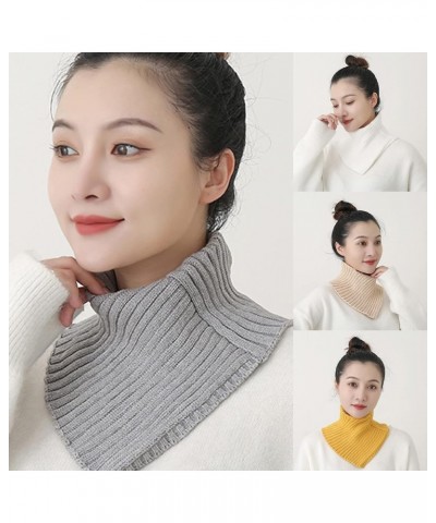 Women Winter Rib Knit Turtleneck Faux Collar Solid Color Detachable Triangular Scarf Wrap Windproof Neck Warmer Faux T Aprico...