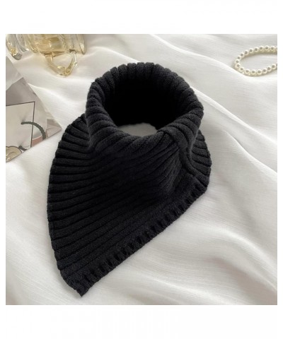 Women Winter Rib Knit Turtleneck Faux Collar Solid Color Detachable Triangular Scarf Wrap Windproof Neck Warmer Faux T Aprico...