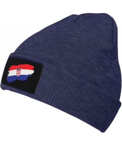 Croatia Flag Beanie Hats Soft Stretch Fishing Caps Winter Warm Women Mans Pullover Hat Navy Blue $12.83 Skullies & Beanies