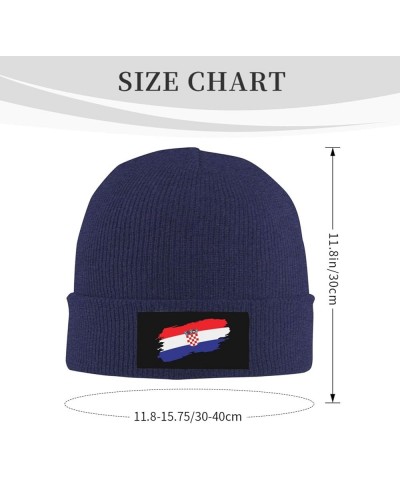 Croatia Flag Beanie Hats Soft Stretch Fishing Caps Winter Warm Women Mans Pullover Hat Navy Blue $12.83 Skullies & Beanies