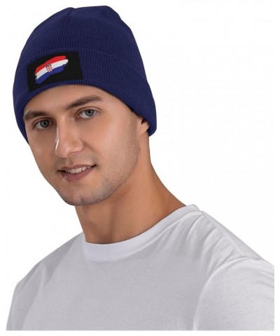 Croatia Flag Beanie Hats Soft Stretch Fishing Caps Winter Warm Women Mans Pullover Hat Navy Blue $12.83 Skullies & Beanies