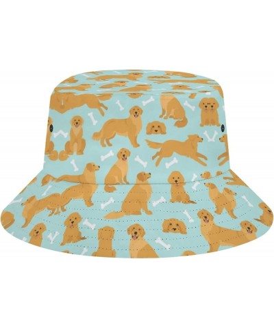 Dog Golden Retriever Bucket Hat Retro Print Beach Travel Sunscreen Sun Hat Teenage Men and Women General Dog Golden Retriever...