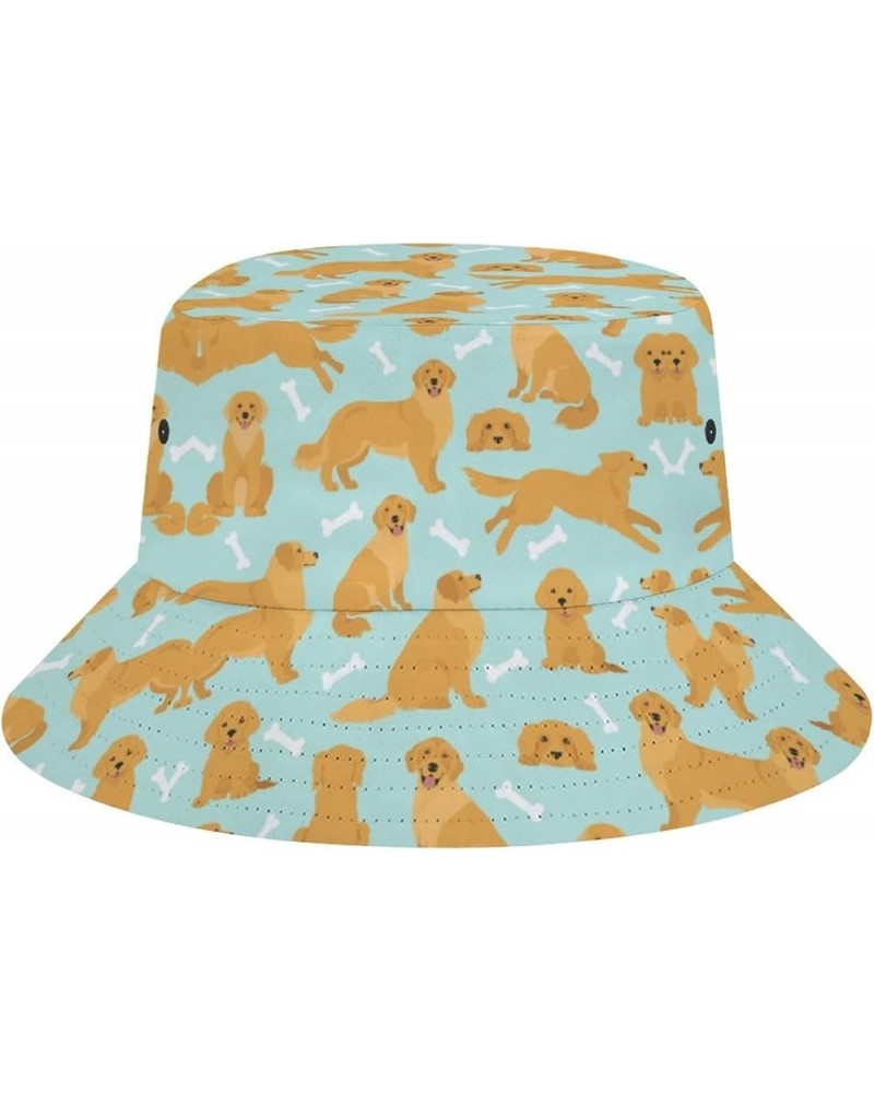 Dog Golden Retriever Bucket Hat Retro Print Beach Travel Sunscreen Sun Hat Teenage Men and Women General Dog Golden Retriever...