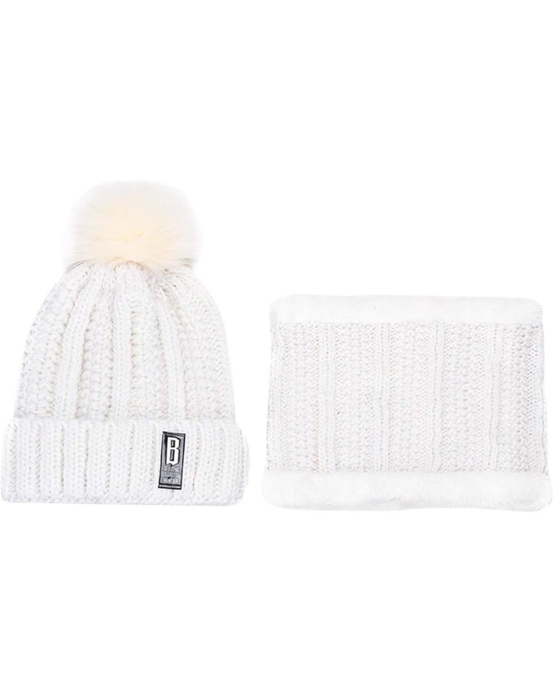 Velvet Two-Piece Warm Letter Woolen Hat Plus Hat B-Mark Ladies Cute Knitted Baseball Caps Tennis Baseball Cap F $11.16 Skulli...