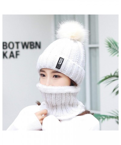 Velvet Two-Piece Warm Letter Woolen Hat Plus Hat B-Mark Ladies Cute Knitted Baseball Caps Tennis Baseball Cap F $11.16 Skulli...