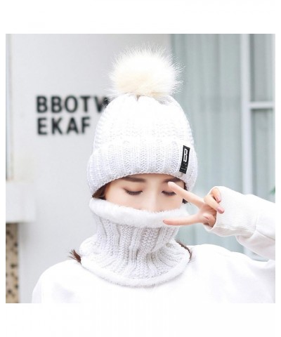 Velvet Two-Piece Warm Letter Woolen Hat Plus Hat B-Mark Ladies Cute Knitted Baseball Caps Tennis Baseball Cap F $11.16 Skulli...