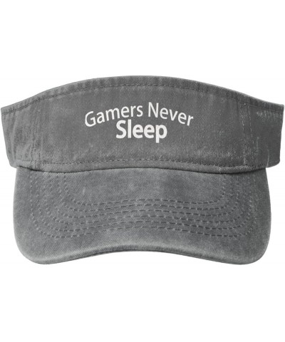 Gamers Never Sleep Hat Sun Visor Baseball Sport Cap Empty Top Outdoor Headwear for Men Women Gray $10.54 Visors