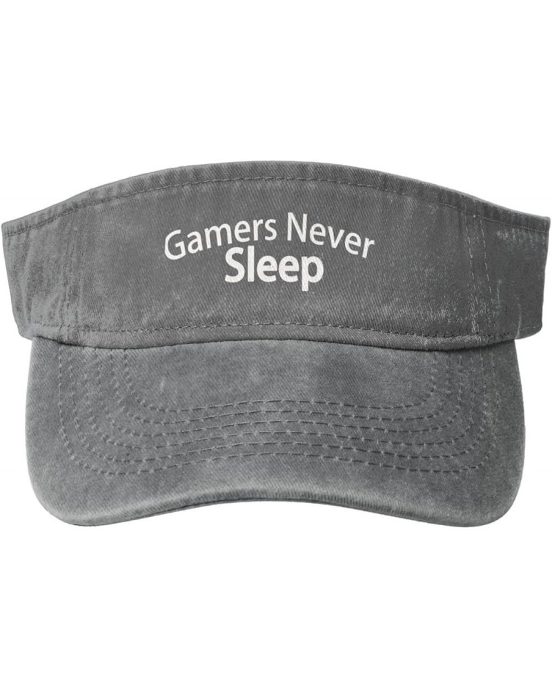 Gamers Never Sleep Hat Sun Visor Baseball Sport Cap Empty Top Outdoor Headwear for Men Women Gray $10.54 Visors