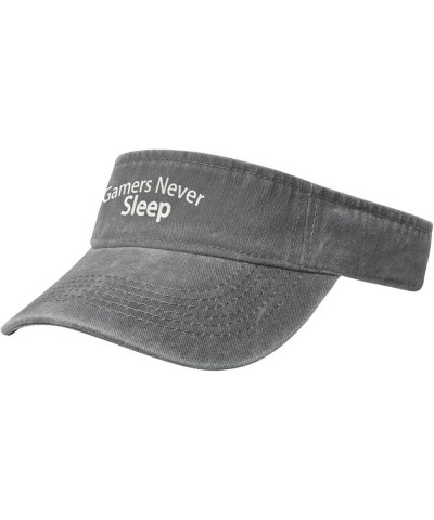 Gamers Never Sleep Hat Sun Visor Baseball Sport Cap Empty Top Outdoor Headwear for Men Women Gray $10.54 Visors