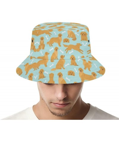 Dog Golden Retriever Bucket Hat Retro Print Beach Travel Sunscreen Sun Hat Teenage Men and Women General Dog Golden Retriever...