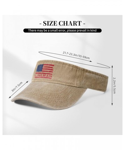 Lineman with USA Flag Sun Visor Hats for Women Men Sun Hat Cotton Golf Hat Vintage Baseball Cap Natural $14.78 Visors