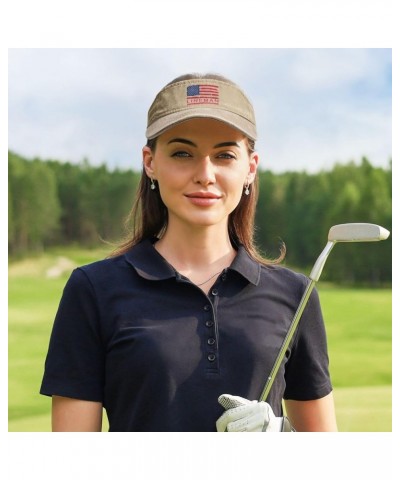 Lineman with USA Flag Sun Visor Hats for Women Men Sun Hat Cotton Golf Hat Vintage Baseball Cap Natural $14.78 Visors