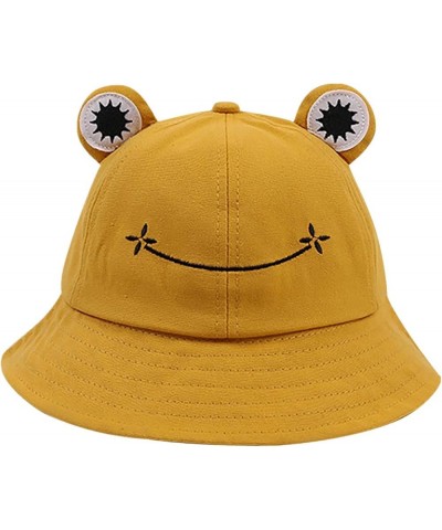 Cute Frog Bucket Hat Adults Cotton Bucket Hat Summer Hat Sun Protection Cap Fisherman Beach Festival Sun Hat Yellow $8.09 Buc...