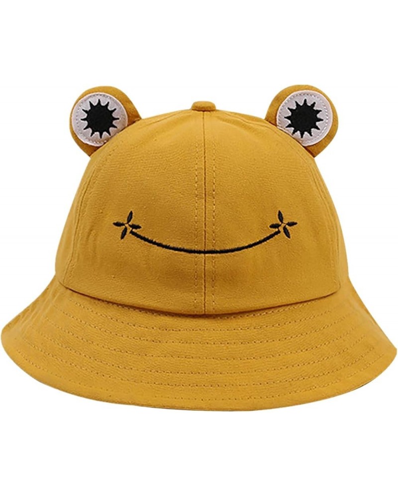 Cute Frog Bucket Hat Adults Cotton Bucket Hat Summer Hat Sun Protection Cap Fisherman Beach Festival Sun Hat Yellow $8.09 Buc...