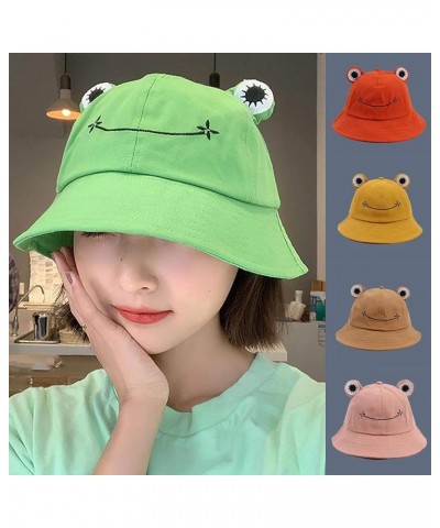 Cute Frog Bucket Hat Adults Cotton Bucket Hat Summer Hat Sun Protection Cap Fisherman Beach Festival Sun Hat Yellow $8.09 Buc...